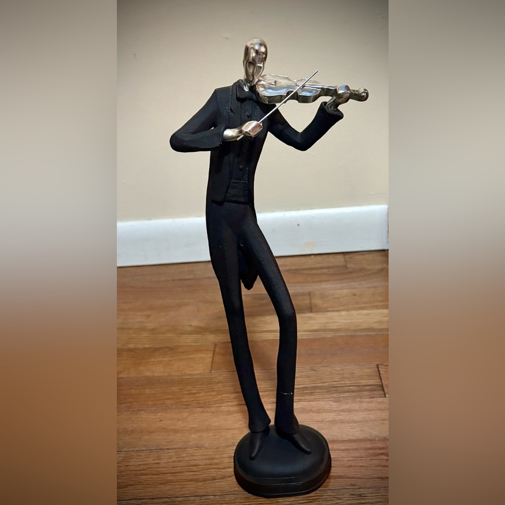 Uttermost Black and Silver Violinist Sculpture